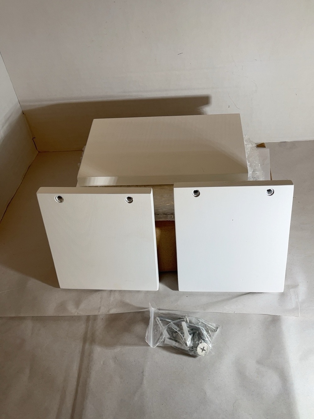 Terra Home White Floating Wall Shelves Set of 4 Two Sizes w/ Hardware New